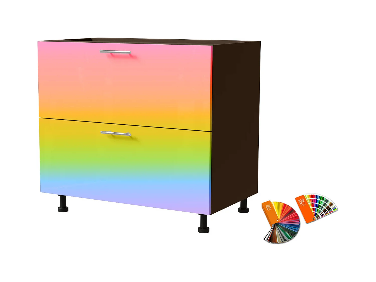 SCHUBLADENUNTERSCHRANK Brerra D2M/90 Korpus lava / Front RAL Wunschfarbe (K5 oder K7) 90 / 50 / 82cm