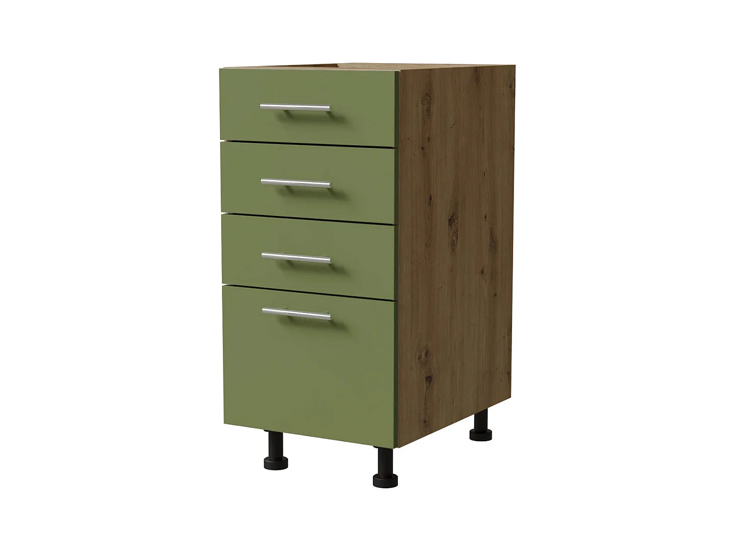 SCHUBLADENUNTERSCHRANK Brerra D4M/40 Korpus eiche artisan / Front RAL 6025 farngrün Matt 40 / 50 / 82 cm