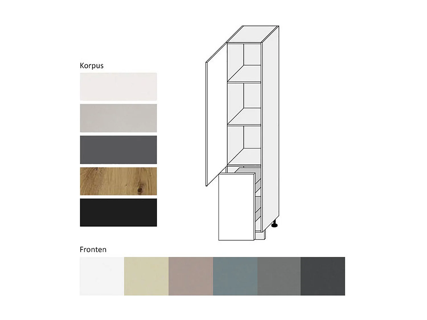 APOTHEKERSCHRANK Kvantum 2D14K/40/kargo Beige Matt / Eiche Artisan Matt 40 / 59 / 207cm