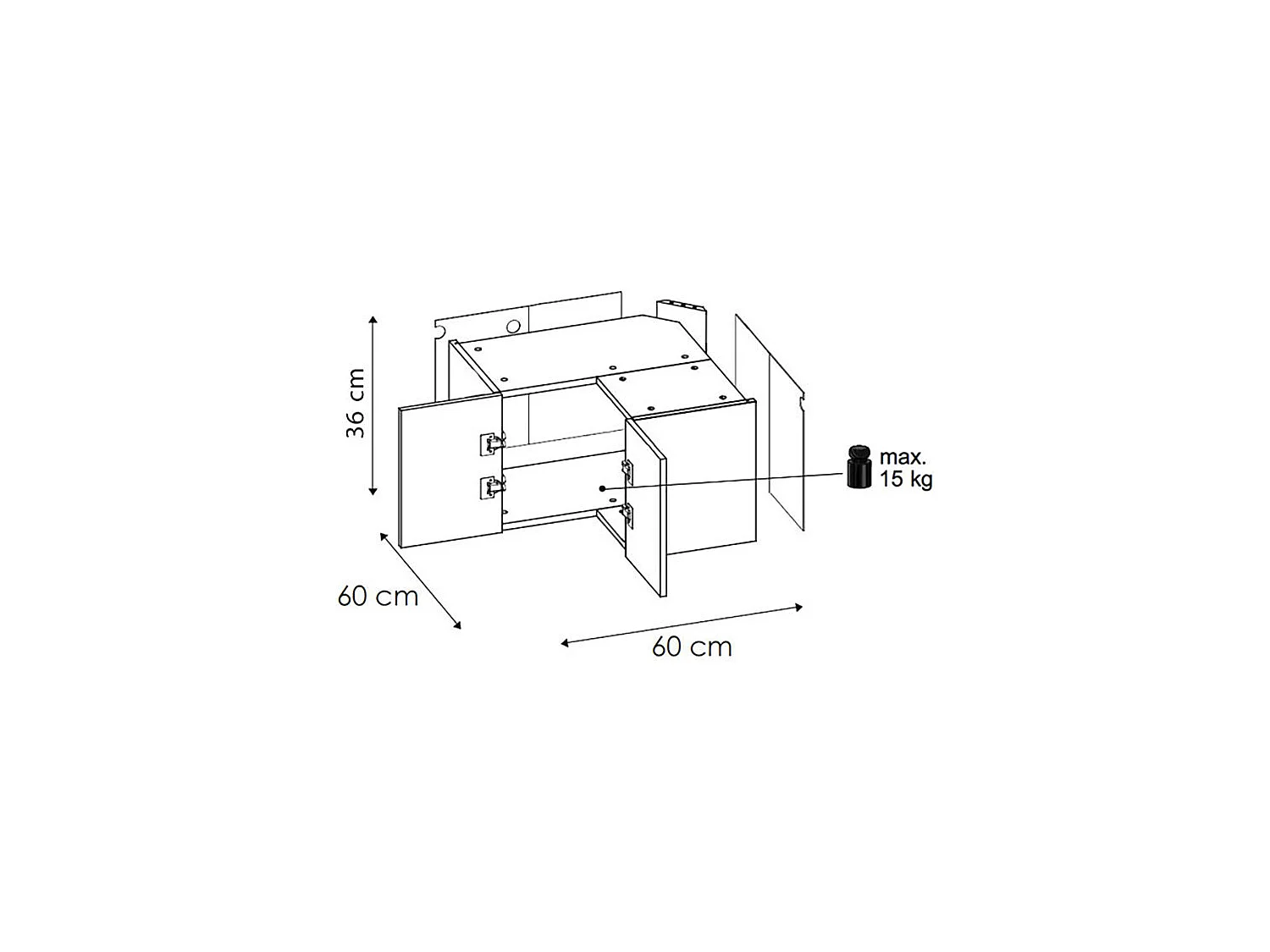 ECKHÄNGESCHRANK Brerra W12/60/36 Weiß / RAL 3002 karminrot Hochglanz 60 / 60 / 36cm