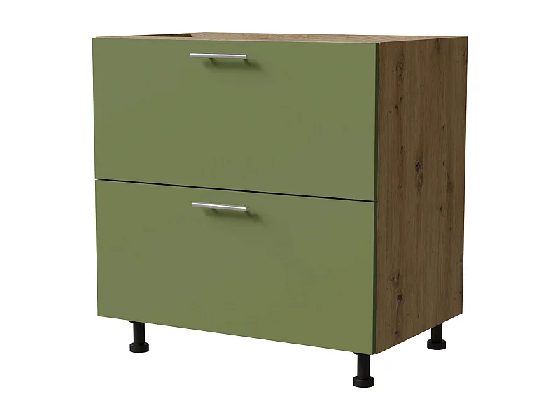 SCHUBLADENUNTERSCHRANK Brerra D2A/80 Korpus eiche artisan / Front RAL 6025 farngrün Matt 80 / 50 / 82 cm Schubladensystem HETTICH InnoTech Atira