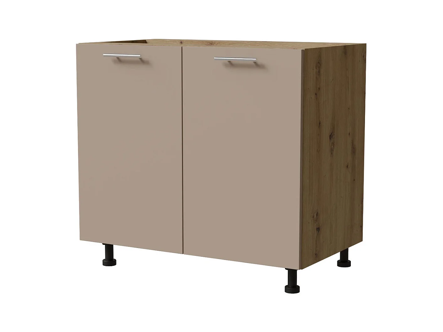 KÜCHENUNTERSCHRANK Brerra D11/90 Korpus eiche artisan / Front RAL 1019 graubeige Matt 90 / 50 / 82 cm