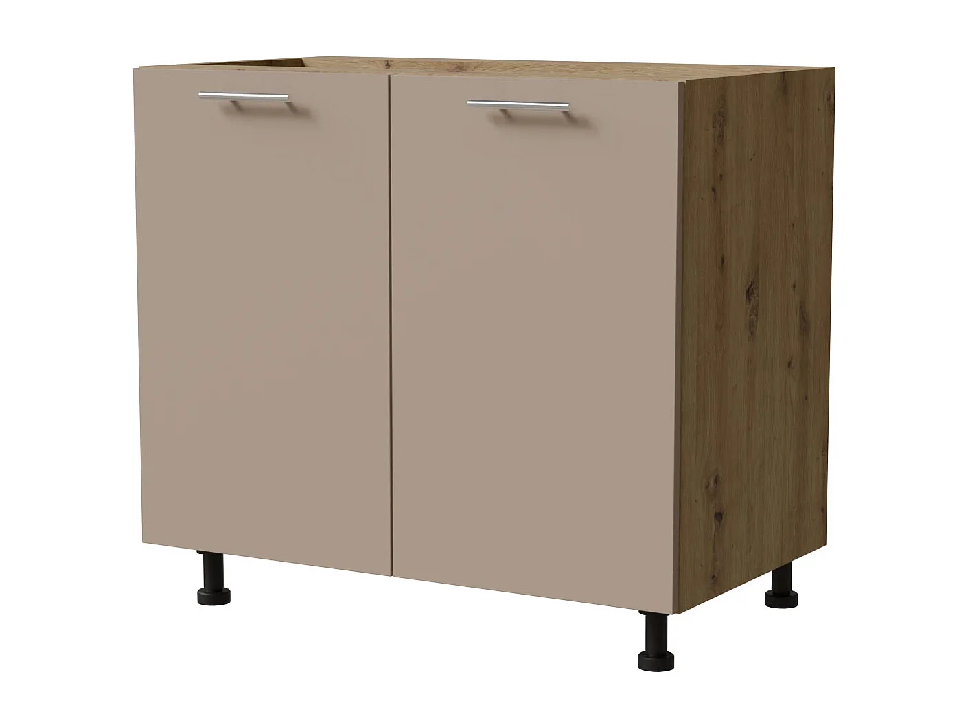 KÜCHENUNTERSCHRANK Brerra D11/90 Korpus eiche artisan / Front RAL 1019 graubeige Matt 90 / 50 / 82 cm