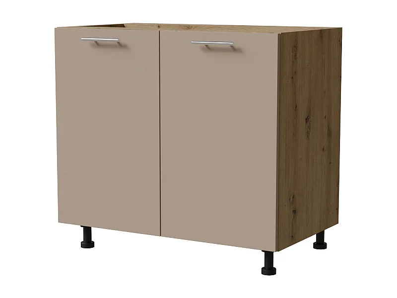 KÜCHENUNTERSCHRANK Brerra D11/90 Korpus eiche artisan / Front RAL 1019 graubeige Matt 90 / 50 / 82 cm