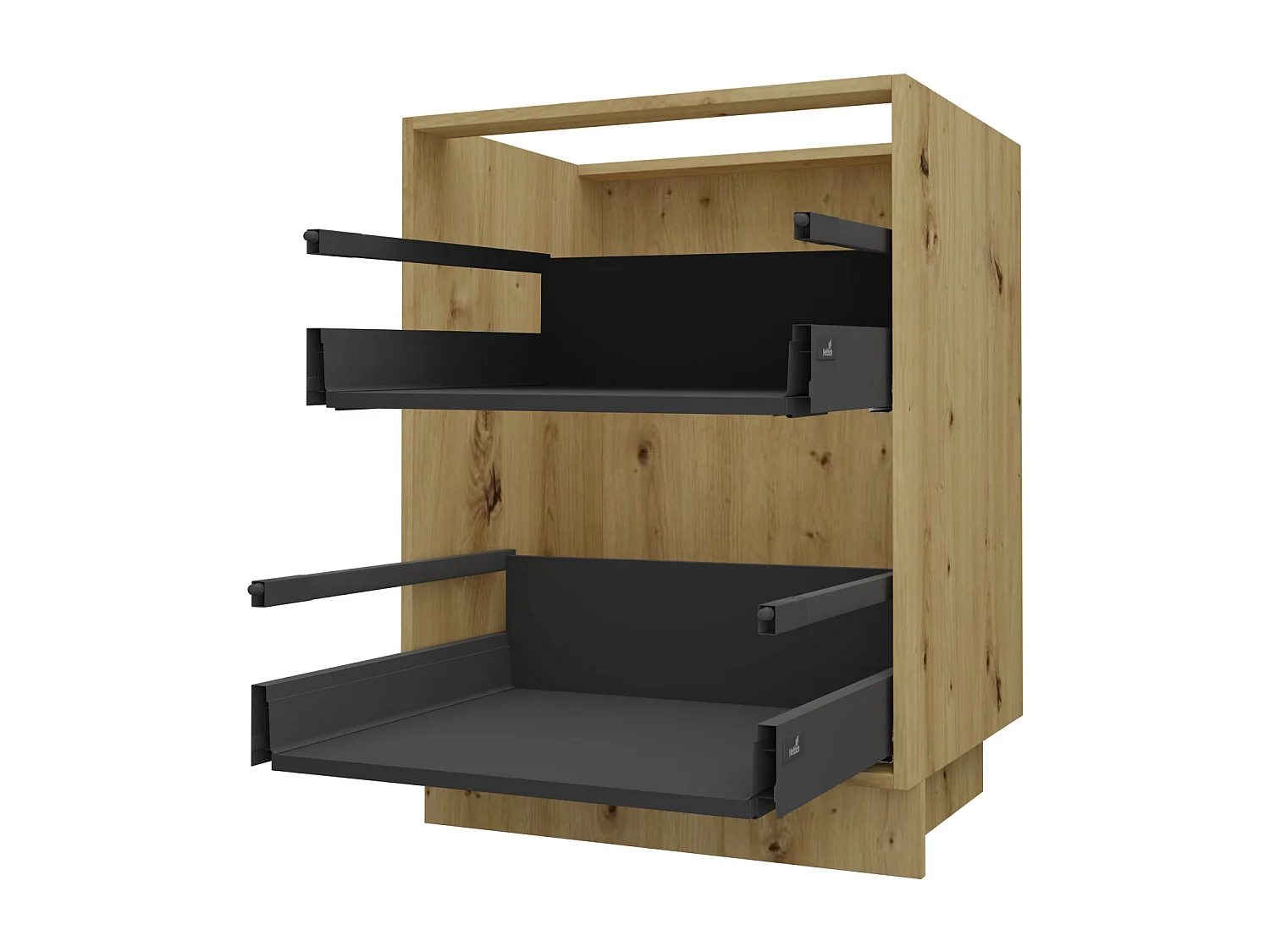 SCHUBLADENUNTERSCHRANK Brerra D2A/80 Korpus eiche artisan / Front RAL 3002 karminrot Hochglanz 80 / 50 / 82 cm Schubladensystem HETTICH InnoTech Atira