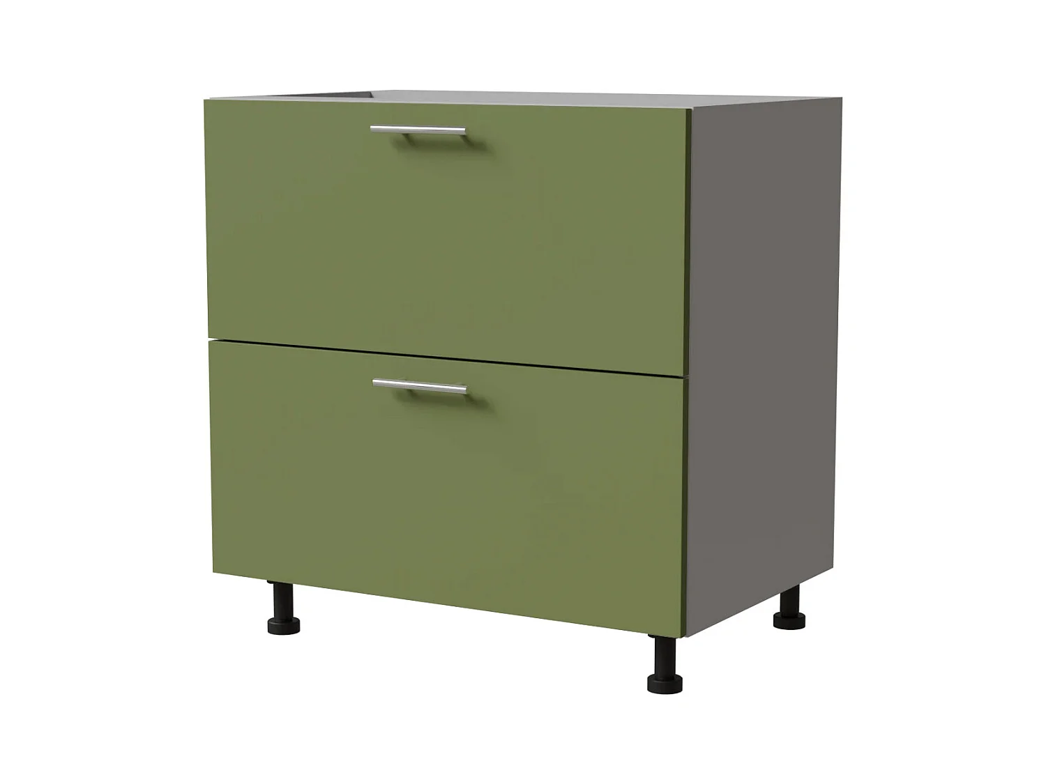 SCHUBLADENUNTERSCHRANK Brerra D2A/80 Korpus grau / Front RAL 6025 farngrün Matt 80 / 50 / 82 cm Schubladensystem HETTICH InnoTech Atira