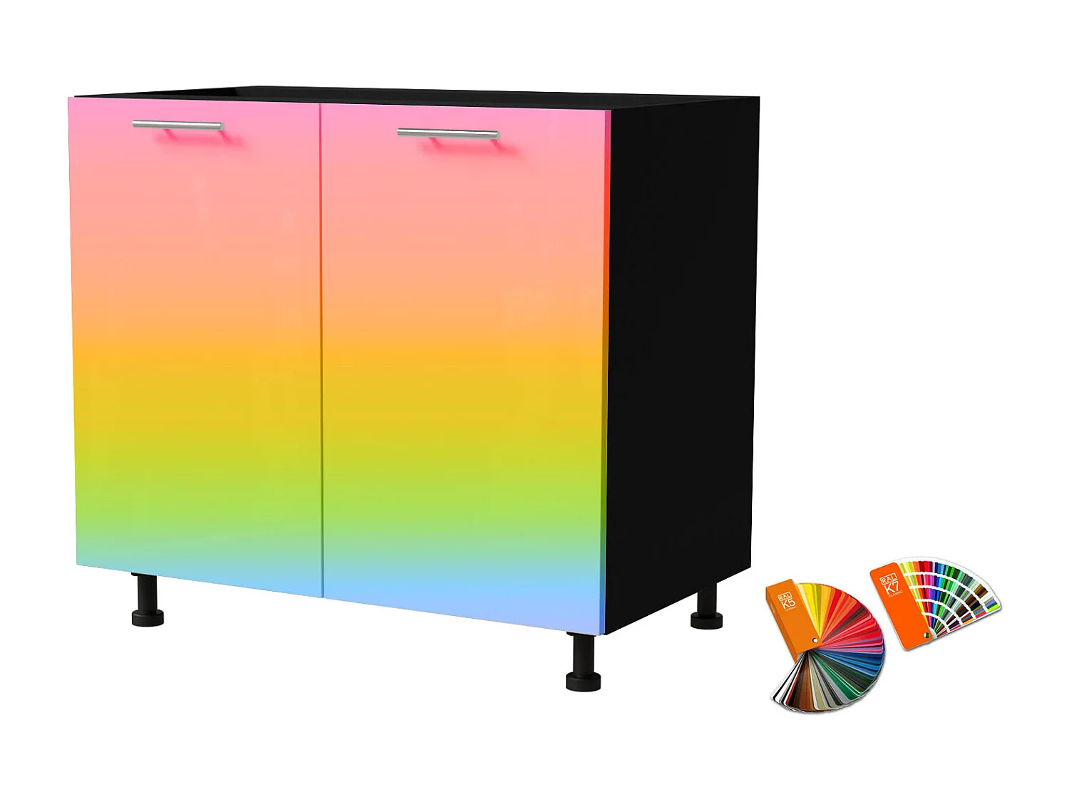 KÜCHENUNTERSCHRANK Brerra D11/90 Korpus schwarz / Front Wunschfarbe RAL (K5 oder K7) 90 / 50 / 82 cm