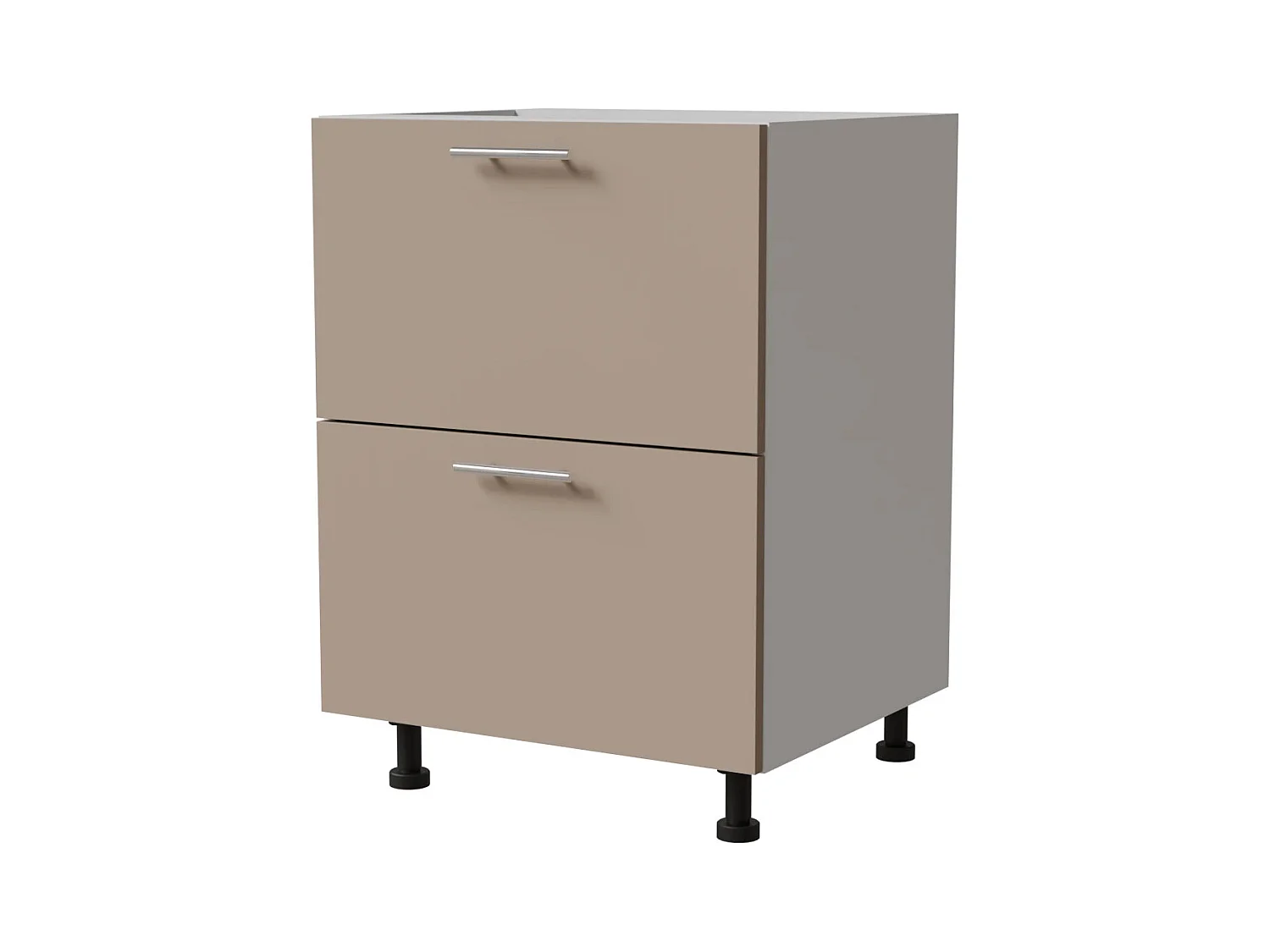 SCHUBLADENUNTERSCHRANK Brerra D2A/60 Korpus weiß / Front RAL 1019 graubeige Matt 60 / 50 / 82 cm