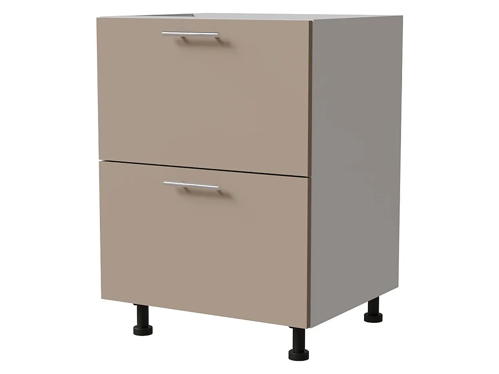 SCHUBLADENUNTERSCHRANK Brerra D2A/60 Korpus weiß / Front RAL 1019 graubeige Matt 60 / 50 / 82 cm