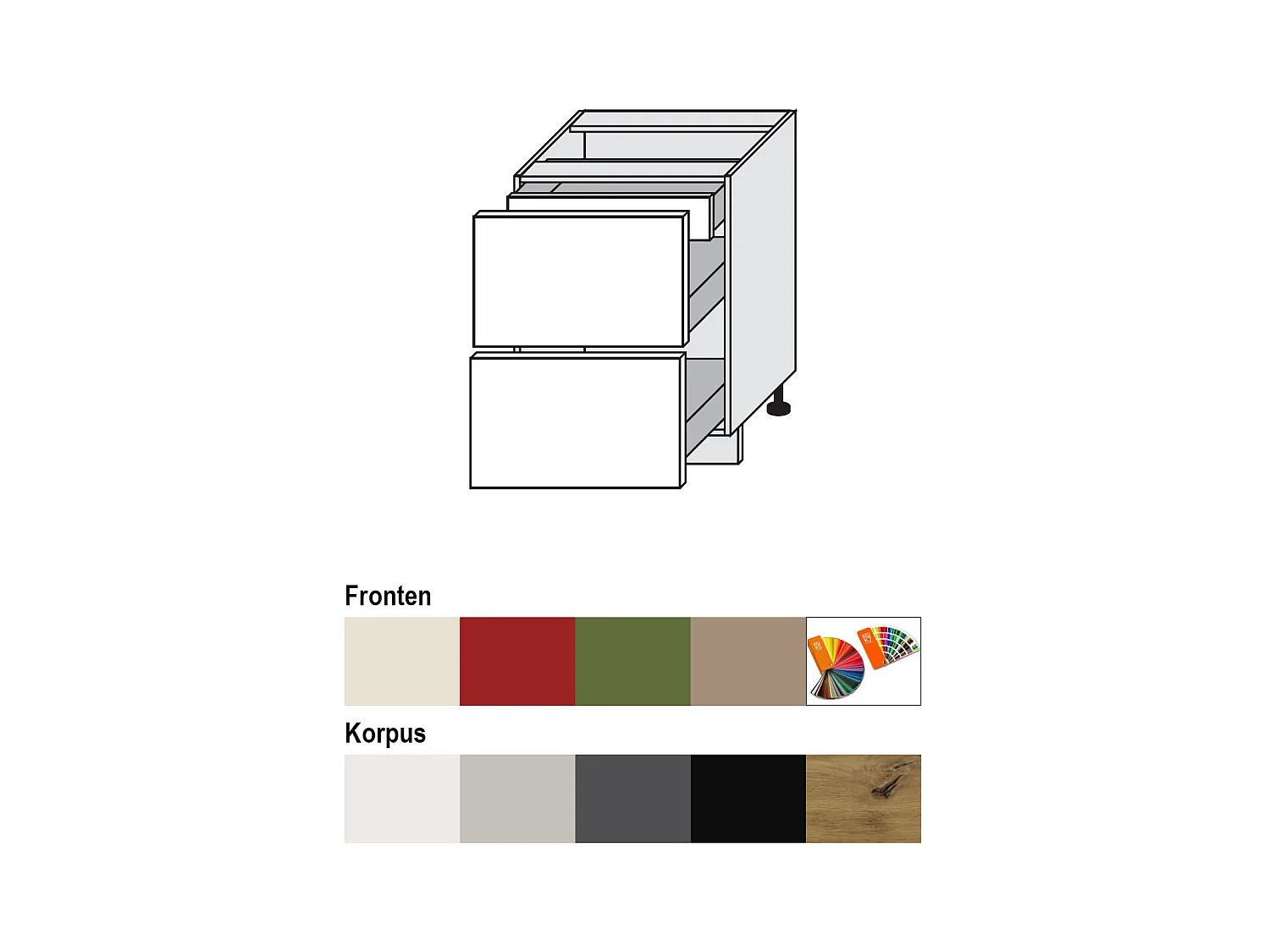 SCHUBLADENUNTERSCHRANK Brerra D2A/60/1A Korpus grau / Front RAL 1019 graubeige Matt 60 / 50 / 82 cm