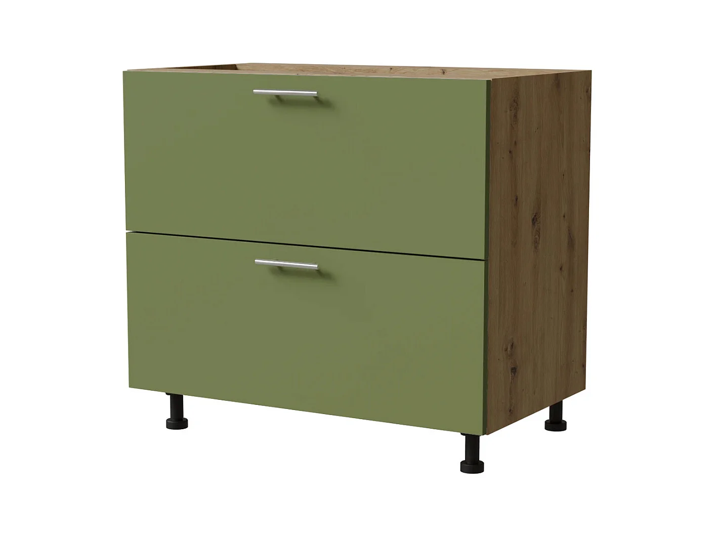 SCHUBLADENUNTERSCHRANK Brerra D2A/90/1A Korpus eiche artisan / Front RAL 6025 farngrün Matt 90 / 50 / 82 cm