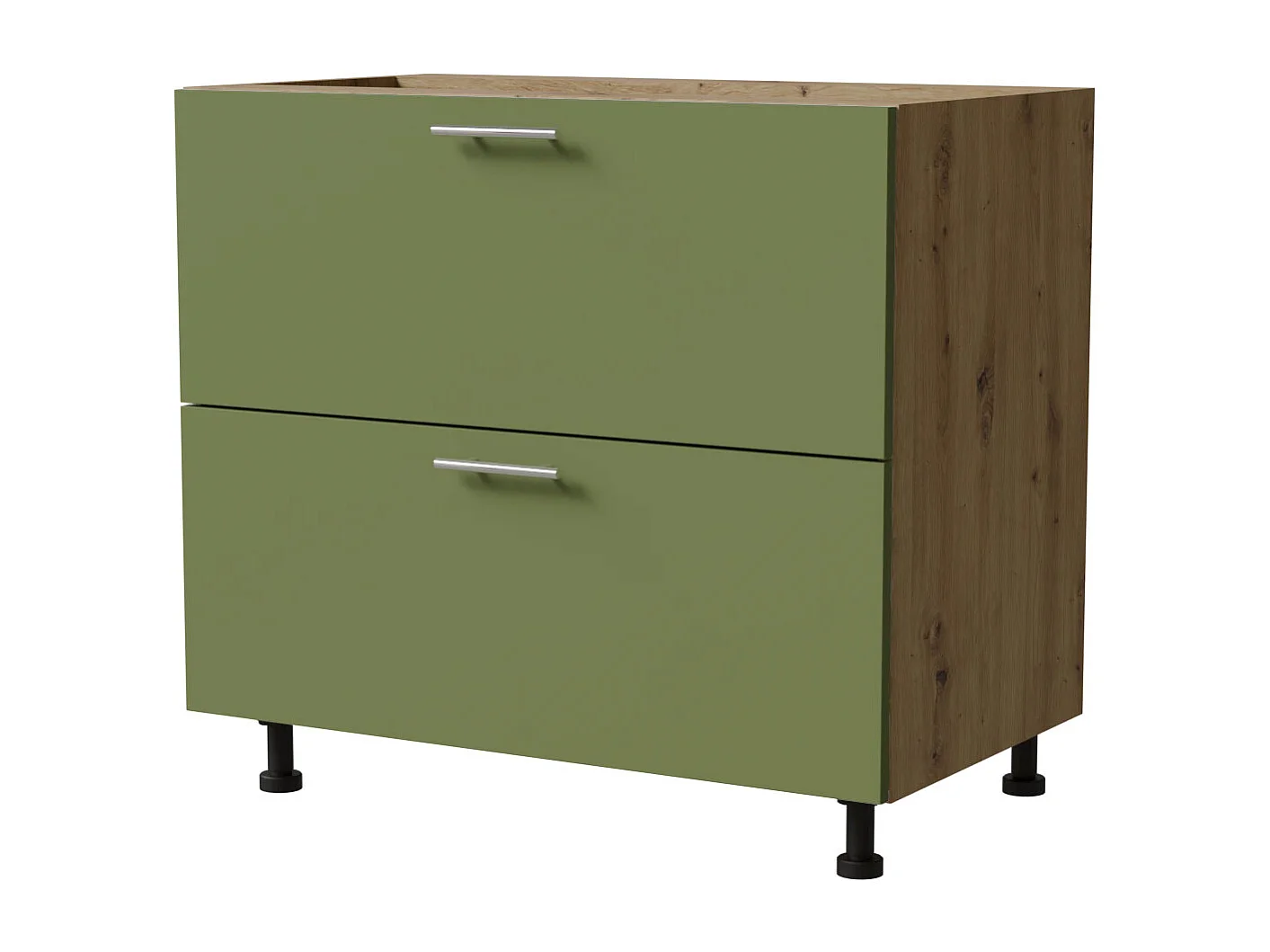 SCHUBLADENUNTERSCHRANK Brerra D2A/90/1A Korpus eiche artisan / Front RAL 6025 farngrün Matt 90 / 50 / 82 cm