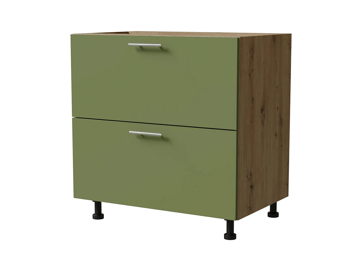 SCHUBLADENUNTERSCHRANK Brerra D2M/80 Korpus eiche artisan / Front RAL 6025 farngrün Matt 80 / 50 / 82 cm Schubladensystem Blum Metabox