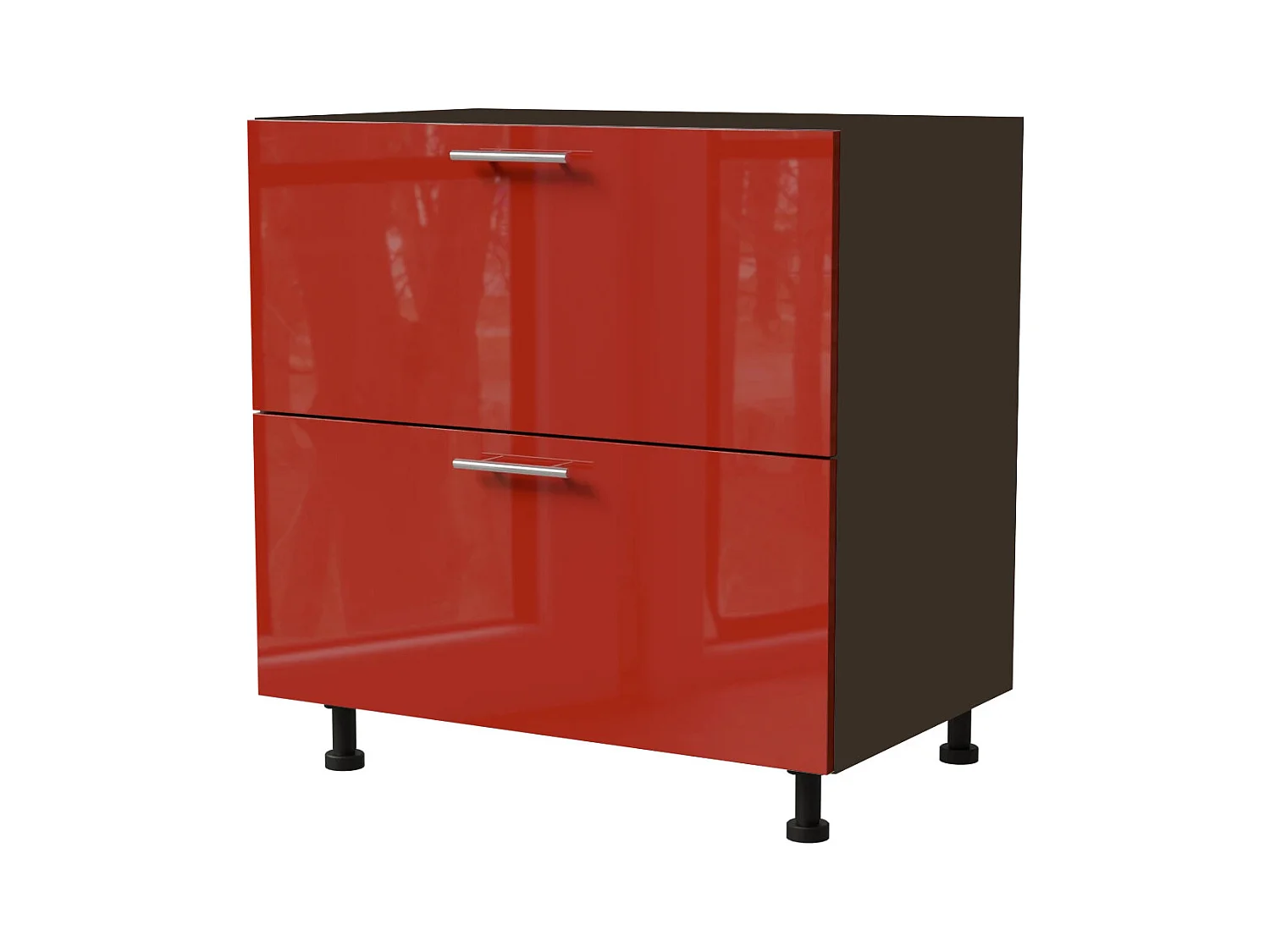 SCHUBLADENUNTERSCHRANK Brerra D2R/80 Korpus lava / Front RAL 3002 karminrot Hochglanz  80 / 50 / 82 cm Schubladensystem REJS Comfort Box