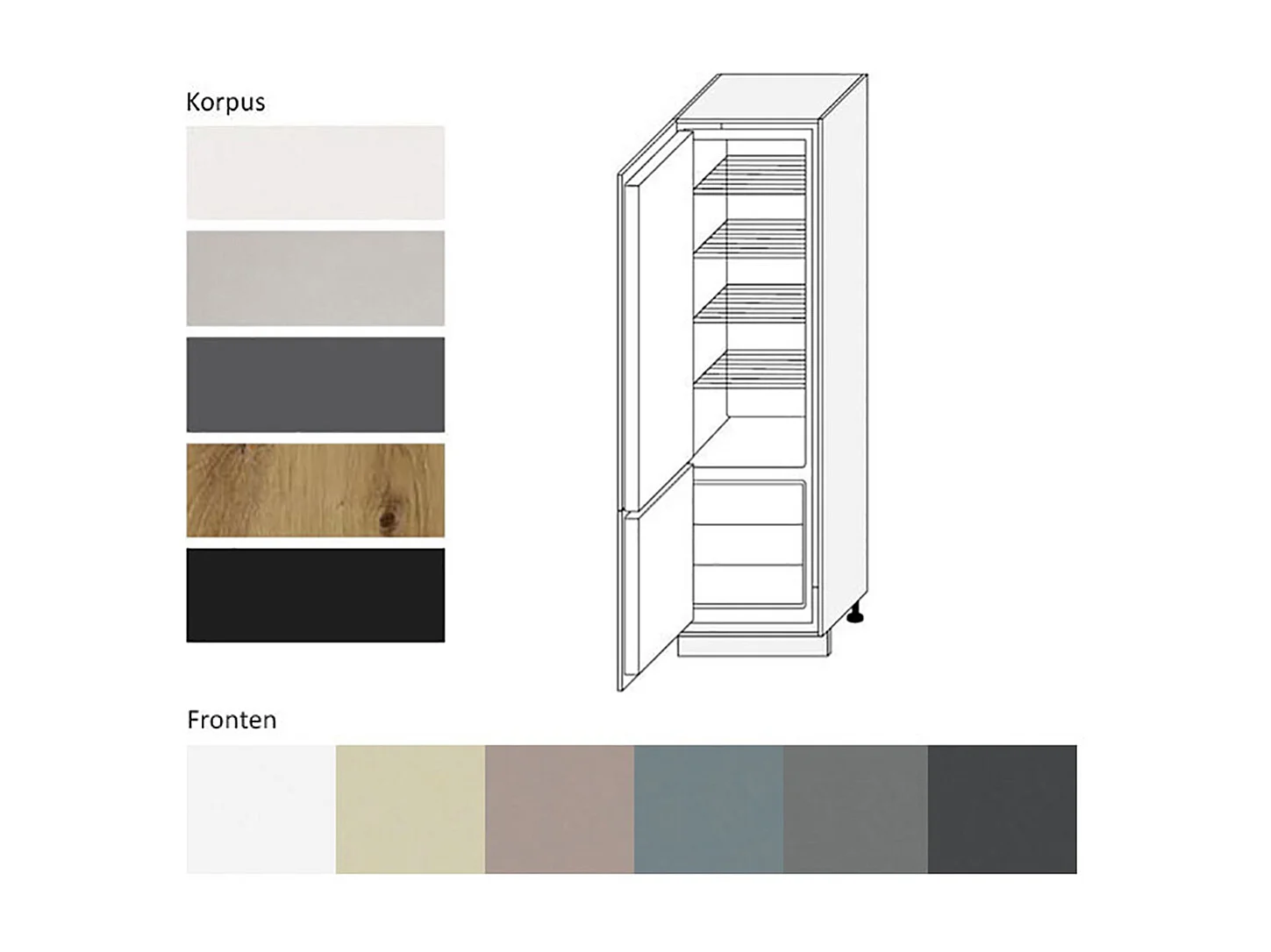 KÜHLSCHRANKUMBAU Kvantum D14/DL/60/207 Beige Matt / Schwarz Matt 60 / 59 / 207cm