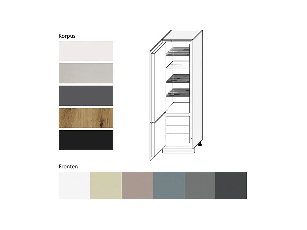 KÜHLSCHRANKUMBAU Kvantum D14/DL/60/207 Dust Grey Matt / Grau Matt 60 / 59 / 207cm