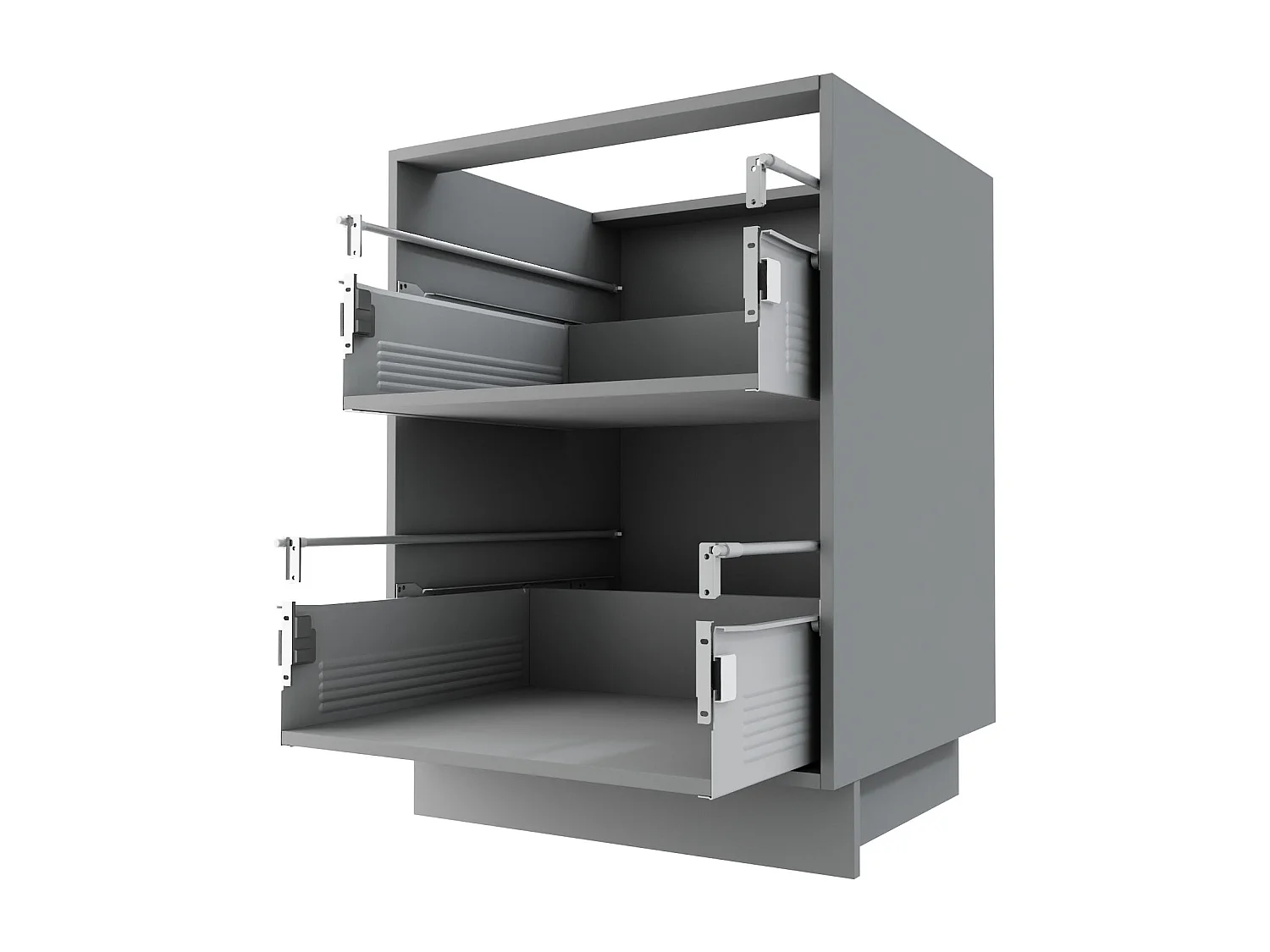 SCHUBLADENUNTERSCHRANK Brerra D2M/80 Korpus grau / Front RAL 9001 creme Hochglanz 80 / 50 / 82 cm Schubladensystem Blum Metabox