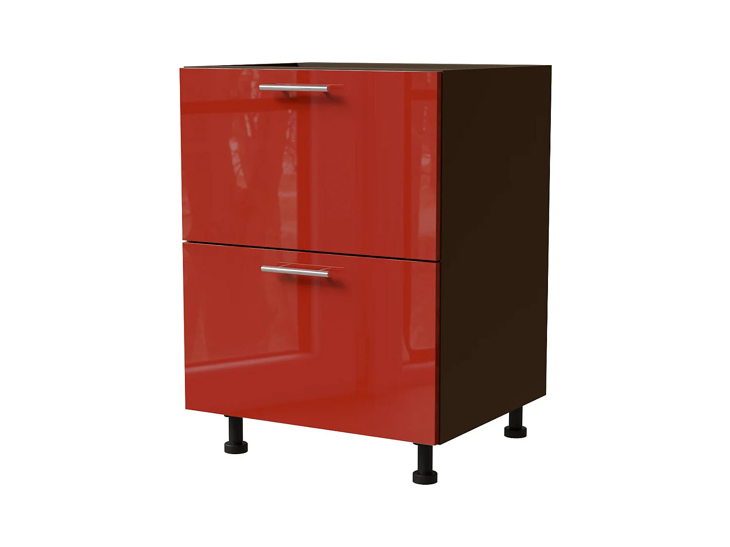 SCHUBLADENUNTERSCHRANK Brerra D2M/60 Korpus lava / Front RAL 3002 karminrot Hochglanz 60 / 50 / 82 cm