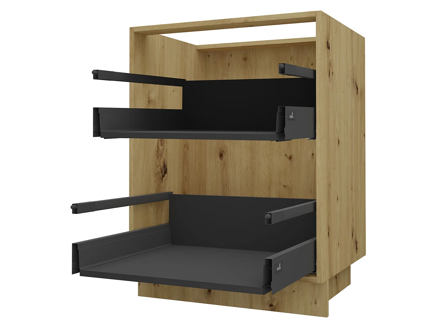 SCHUBLADENUNTERSCHRANK Brerra D2A/60 Korpus eiche artisan / Front RAL 3002 karminrot Hochglanz 60 / 50 / 82 cm
