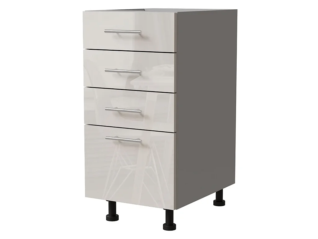 SCHUBLADENUNTERSCHRANK Brerra D4M/40 Korpus grau / Front RAL 9001 creme Hochglanz 40 / 50 / 82 cm