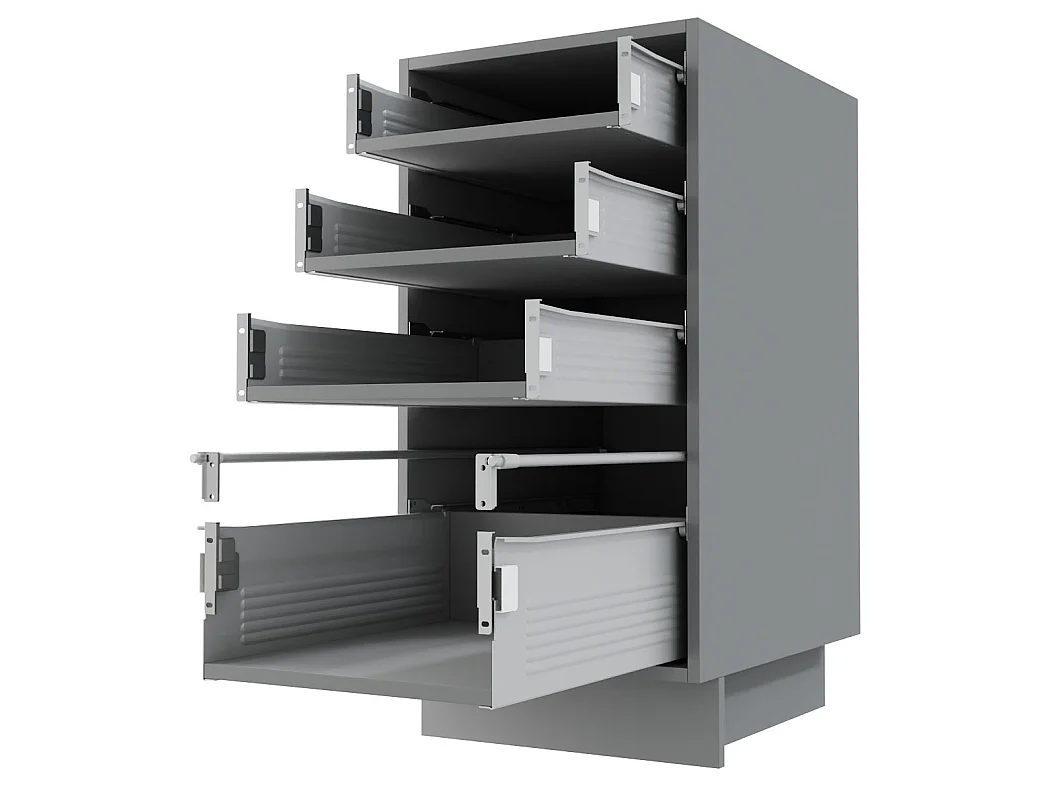 SCHUBLADENUNTERSCHRANK Brerra D4M/40 Korpus grau / Front RAL 9001 creme Hochglanz 40 / 50 / 82 cm