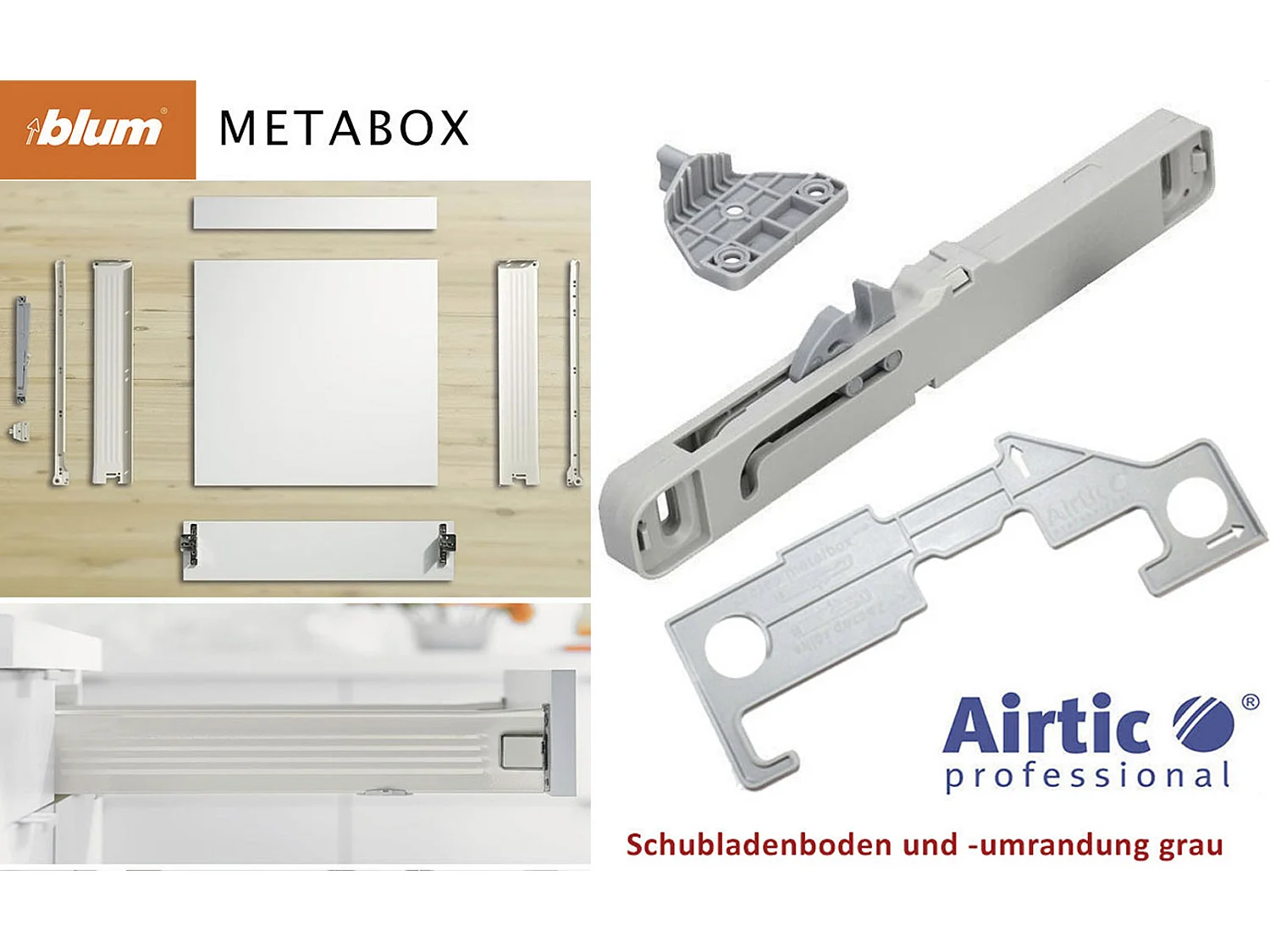SCHUBLADENUNTERSCHRANK Brerra D4M/40 Korpus grau / Front RAL 9001 creme Hochglanz 40 / 50 / 82 cm