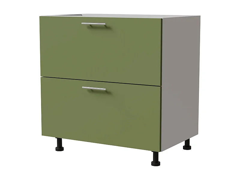 SCHUBLADENUNTERSCHRANK Brerra D2A/80 Korpus weiß / Front RAL 6025 farngrün Matt 80 / 50 / 82 cm Schubladensystem HETTICH InnoTech Atira