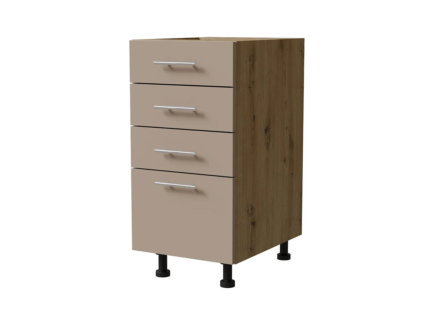SCHUBLADENUNTERSCHRANK Brerra D4M/40 Korpus eiche artisan / Front RAL 1019 graubeige Matt 40 / 50 / 82 cm