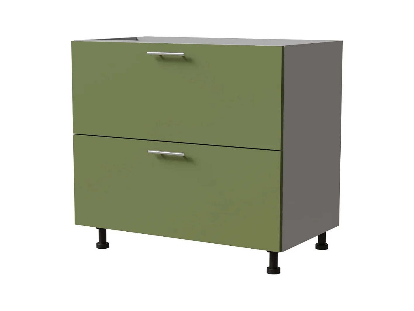 SCHUBLADENUNTERSCHRANK Brerra D2A/90 Korpus grau / Front RAL 6025 farngrün Matt 90 / 50 / 82cm