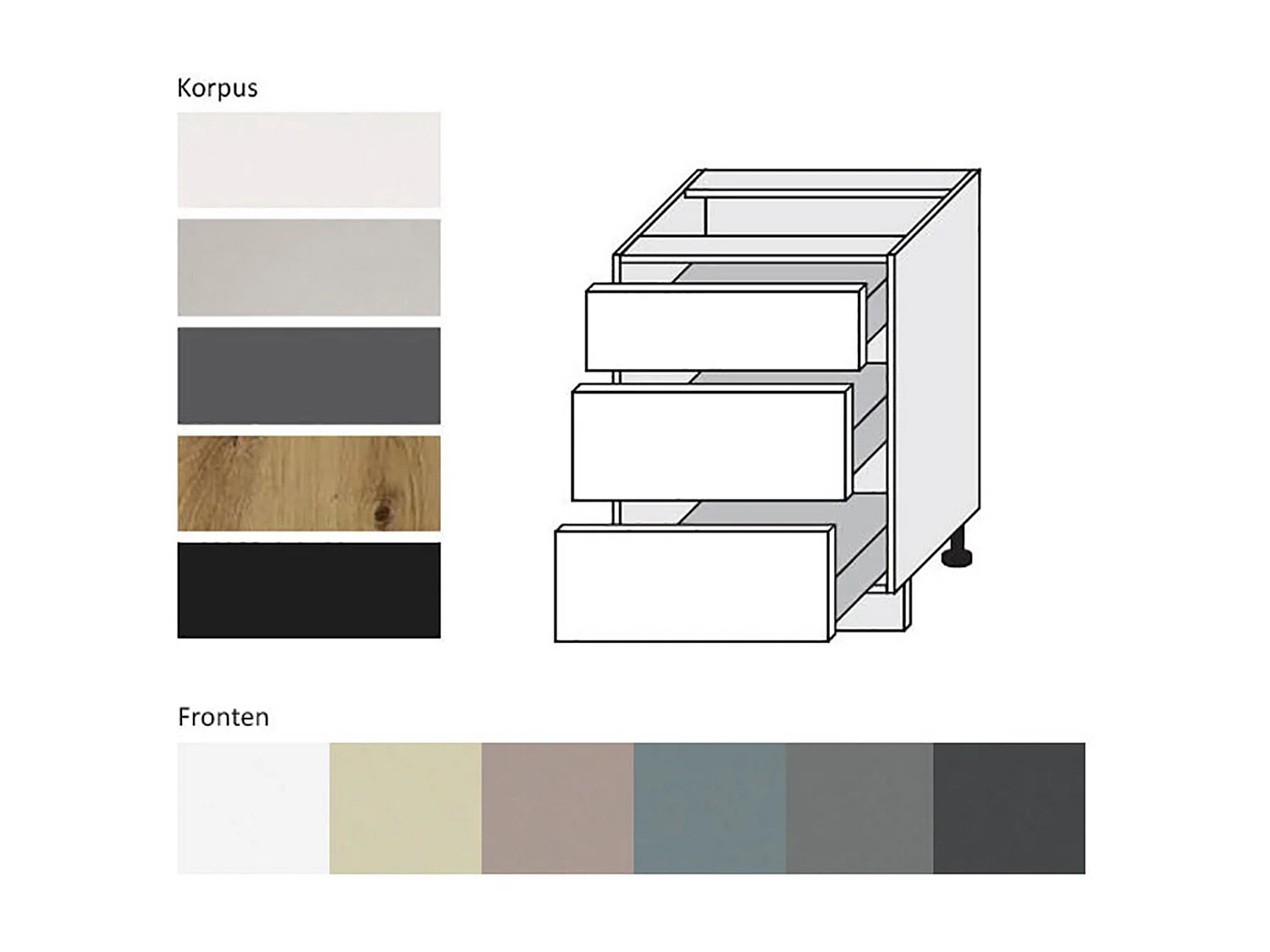 SCHUBLADENUNTERSCHRANK Kvantum D3M/60 60 / 50 / 82cm