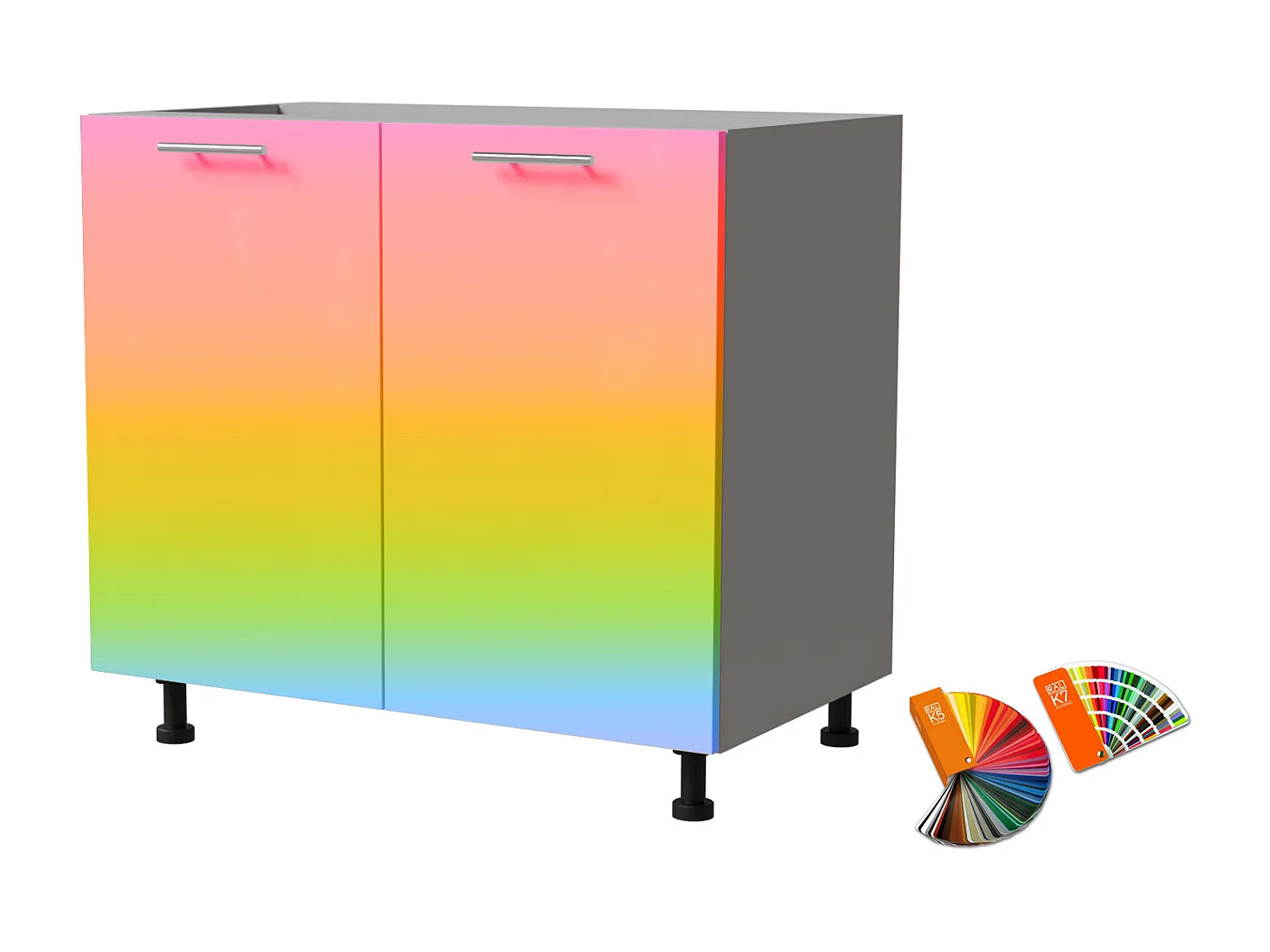 KÜCHENUNTERSCHRANK Brerra D11/90 Korpus grau / Front Wunschfarbe RAL (K5 oder K7) 90 / 50 / 82 cm