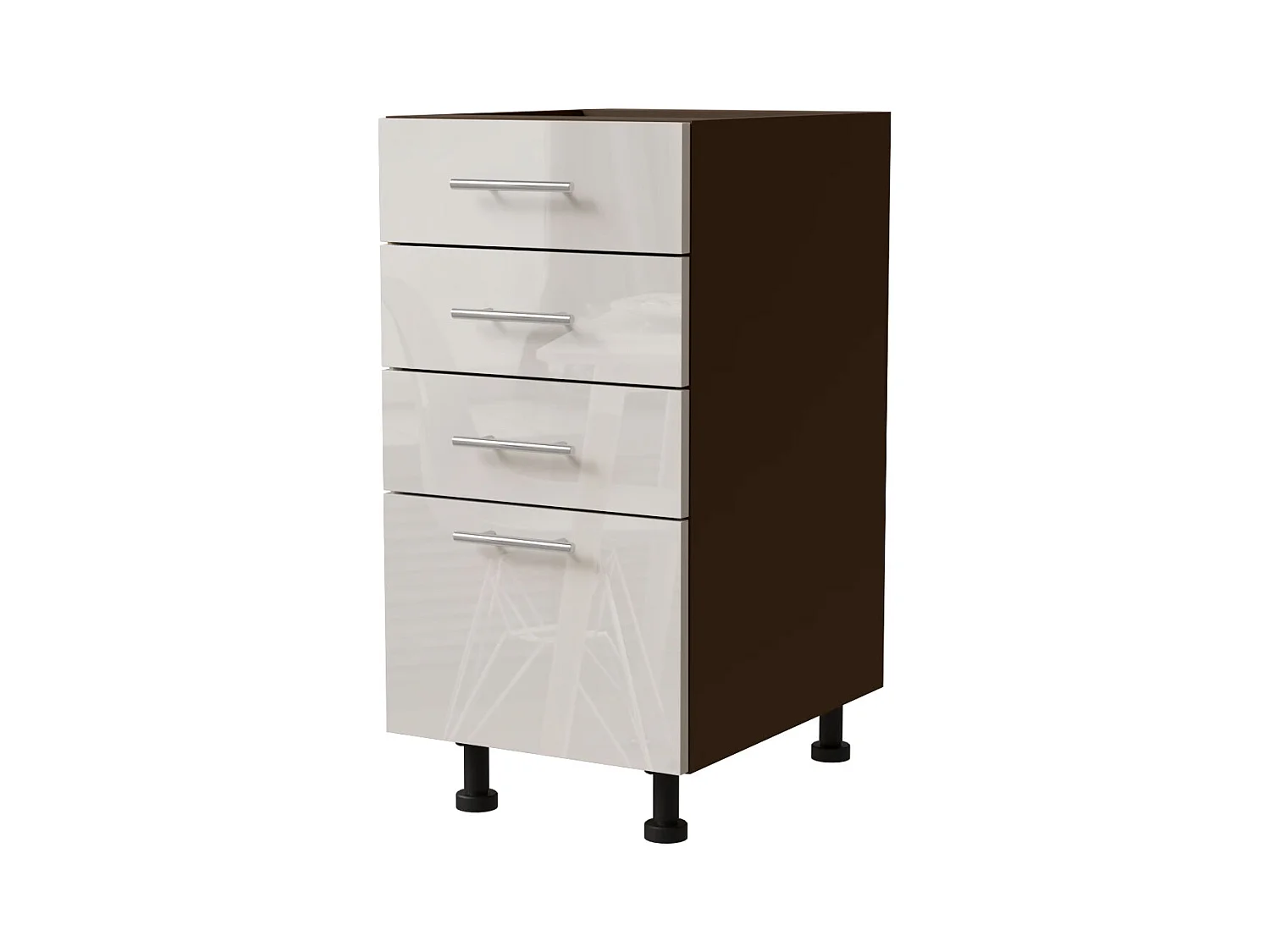 SCHUBLADENUNTERSCHRANK Brerra D4R/40 Korpus lava / Front RAL 9001 creme Hochglanz 40 / 50 / 82 cm