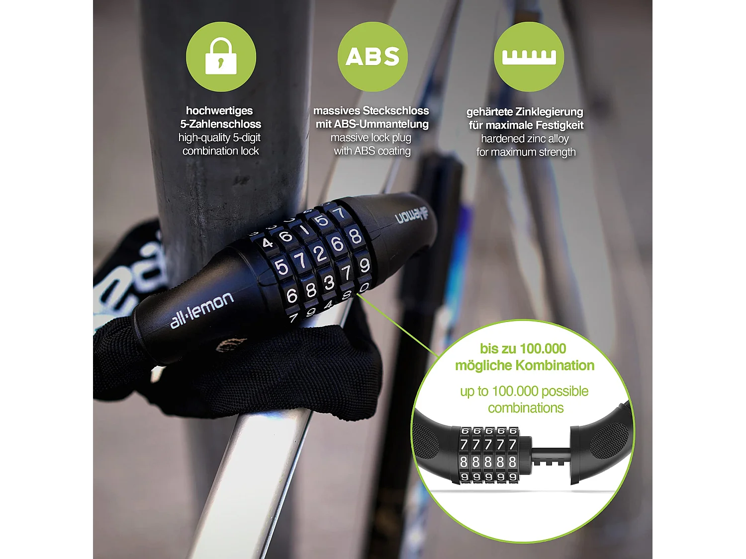 Fahrradschloss Radschloss mit Zahlencode,