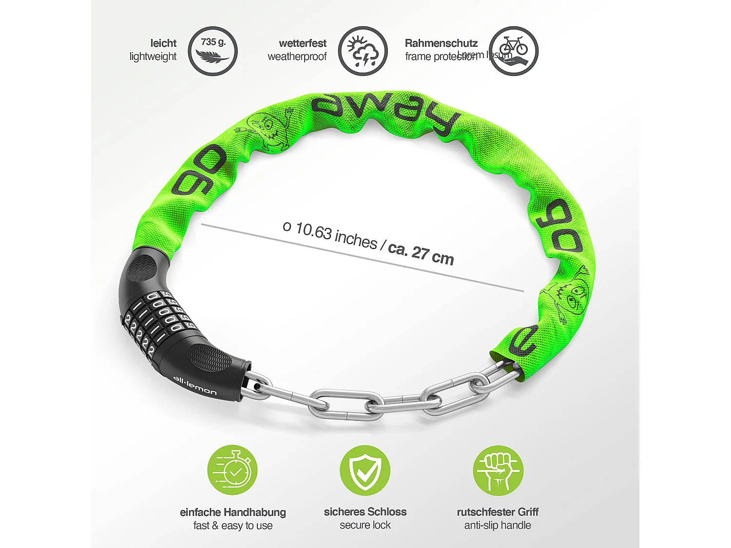 Fahrradschloss Radschloss mit Zahlencode,