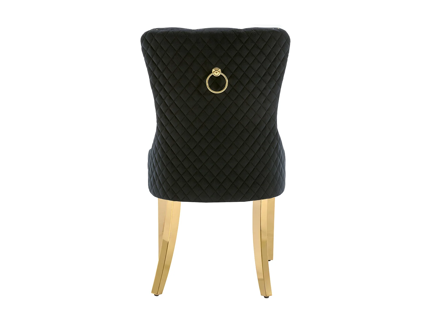 Lot de 4 chaises de salle à manger - velours noir - Chaise rembourrée avec garniture cloutée et pieds en métal doré