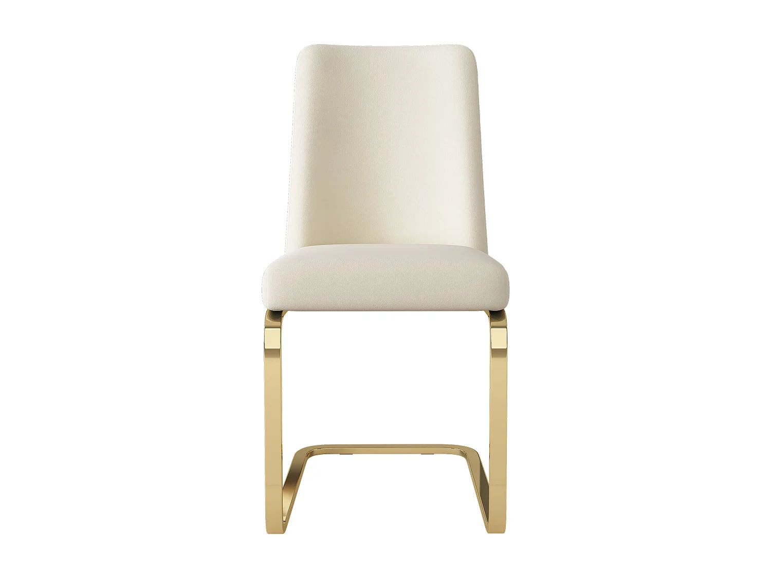 Lot de 2 chaises de salle à manger - velours beige - avec dossier rembourré et pieds en métal doré