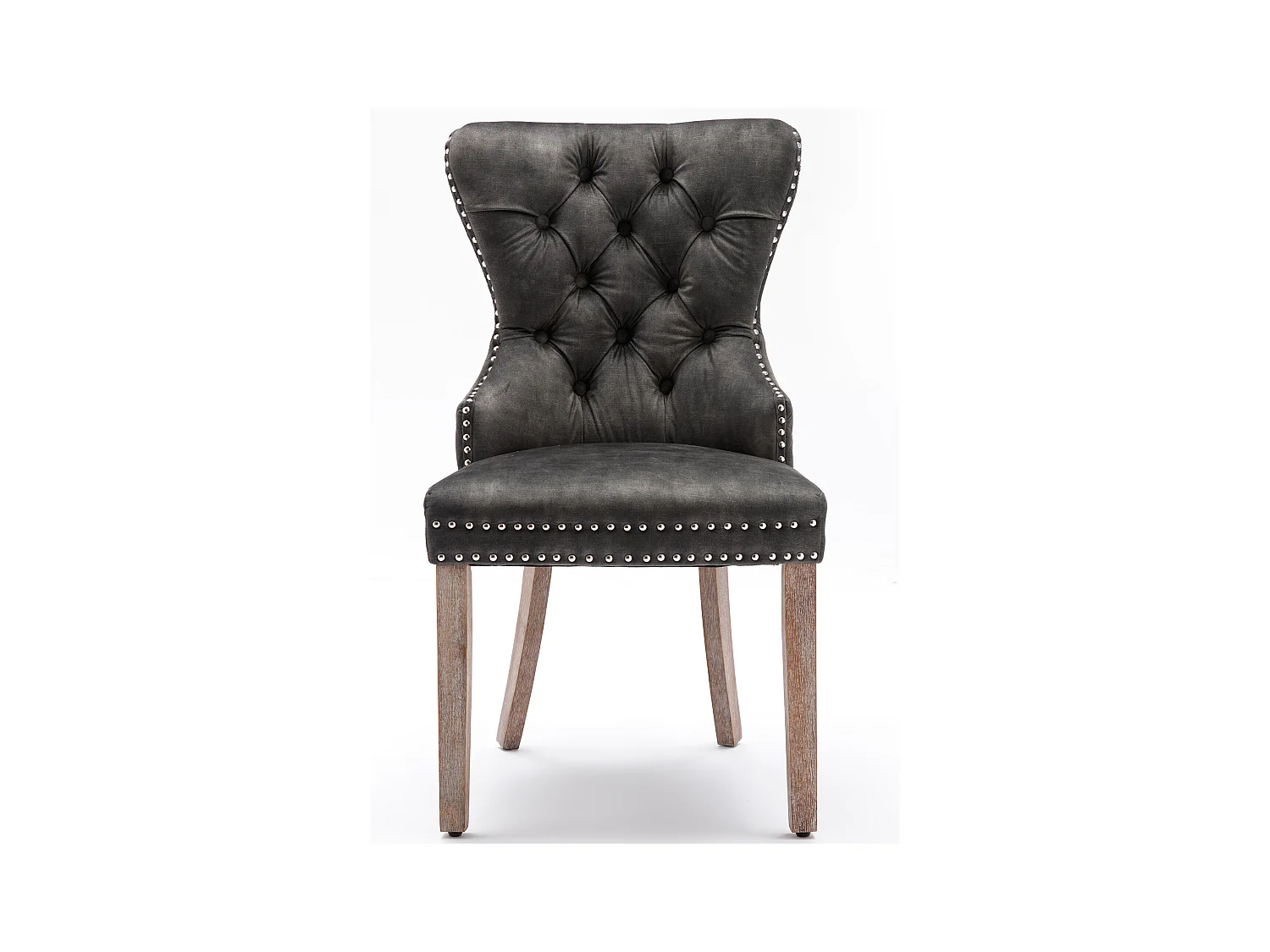 Juego de 4 sillas de comedor - silla tapizada con patas ajustables - terciopelo gris - para dormitorio y salón