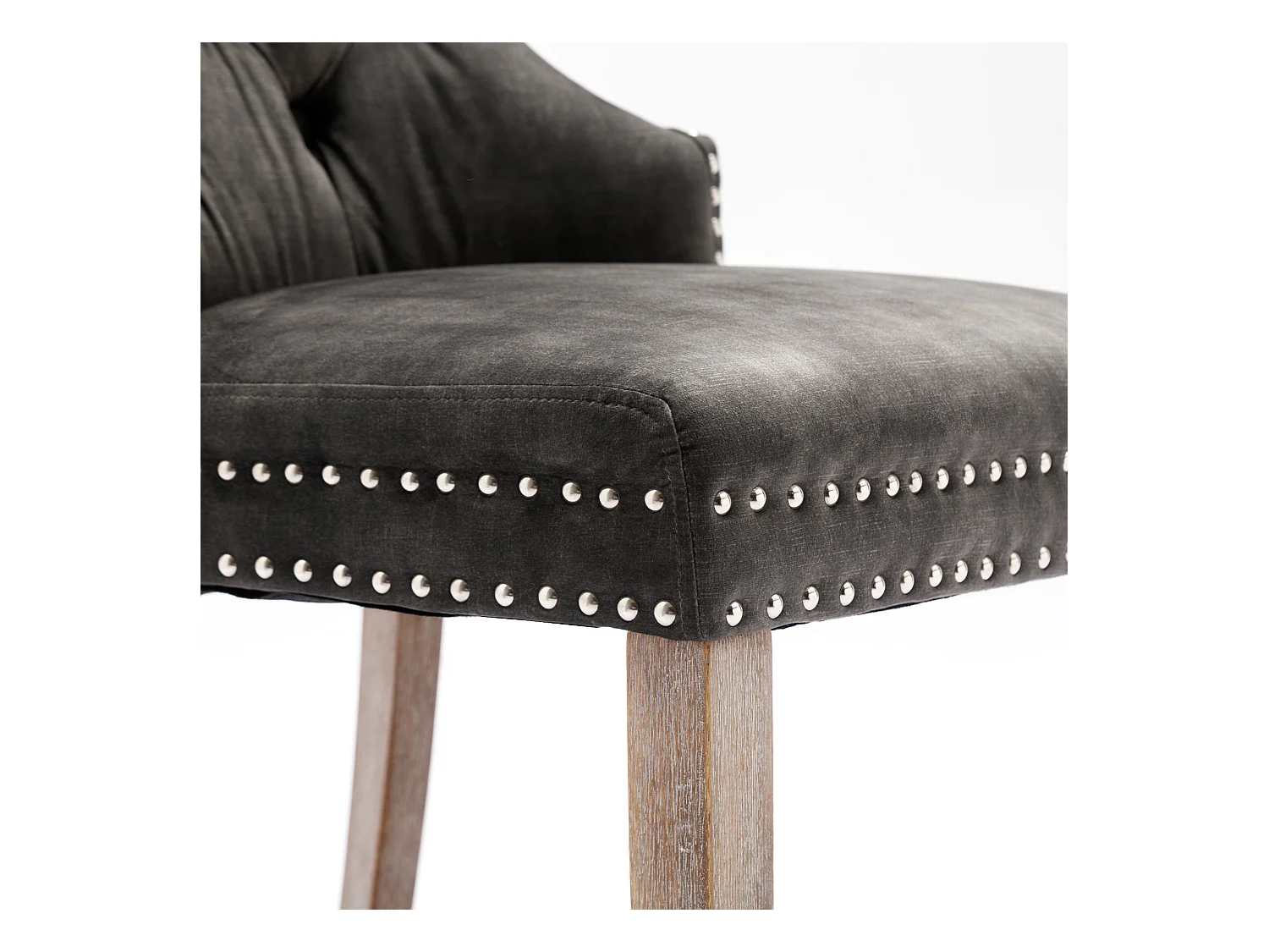 Juego de 4 sillas de comedor - silla tapizada con patas ajustables - terciopelo gris - para dormitorio y salón