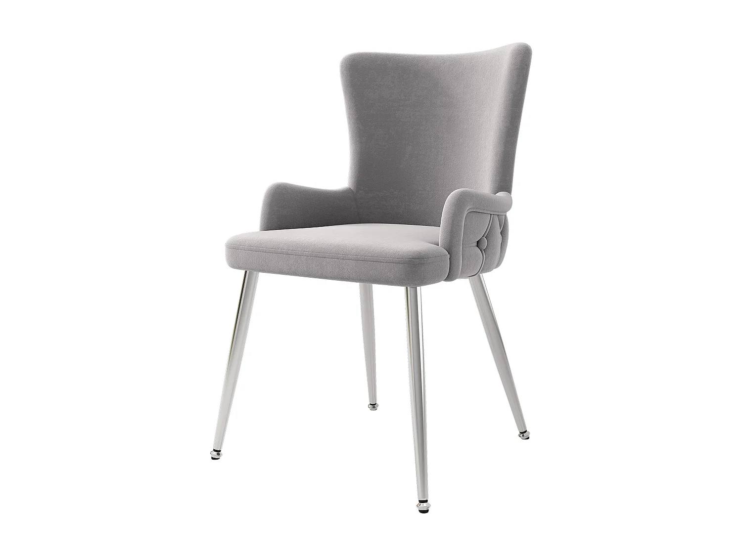 Lot de 2 chaises de salle à manger - velours gris - pieds en métal argenté - pour chambre et salle à manger