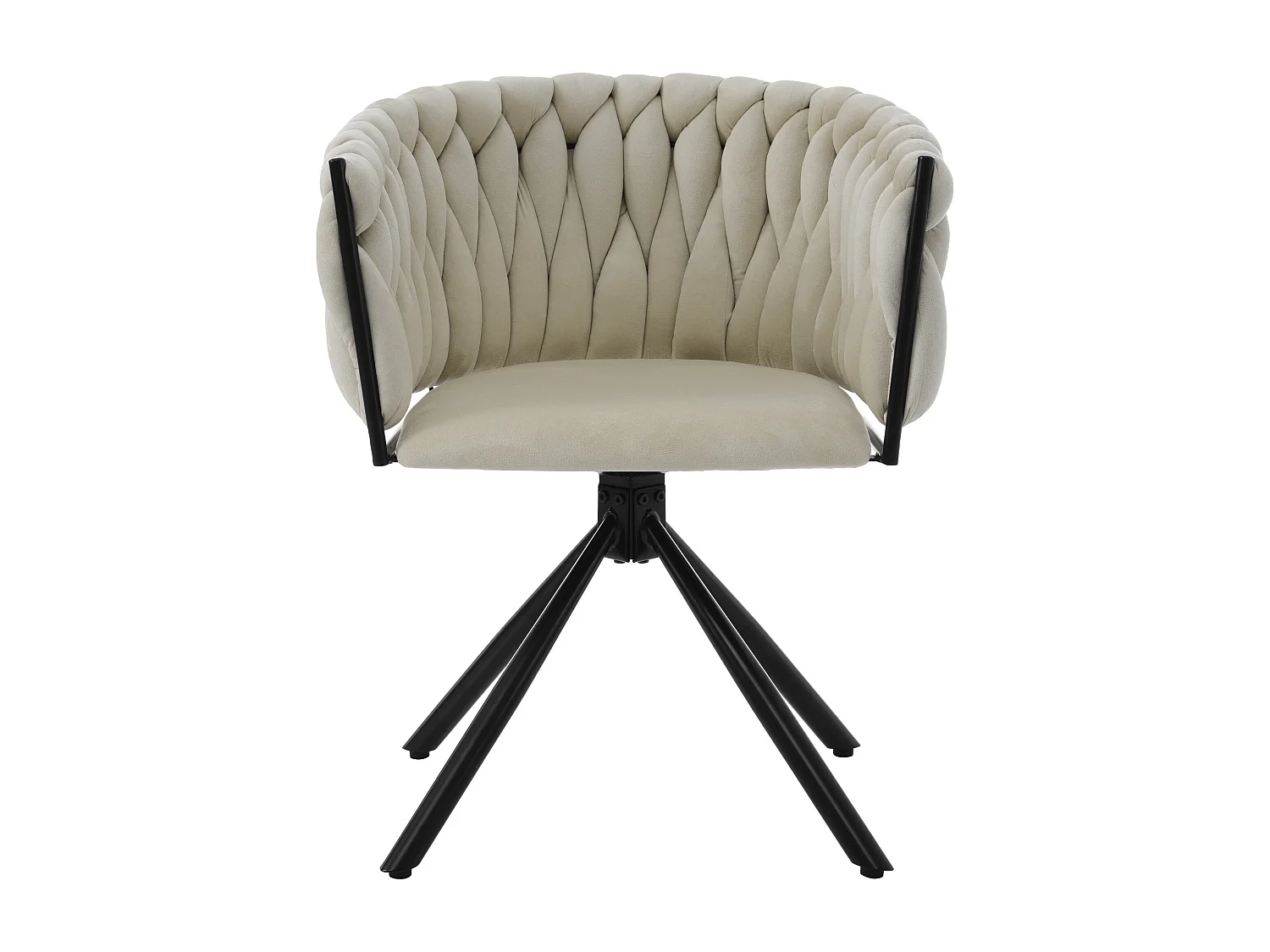 Lot de 2 chaises de salle à manger pivotantes - velours beige - avec accoudoirs rembourrés et pieds en métal