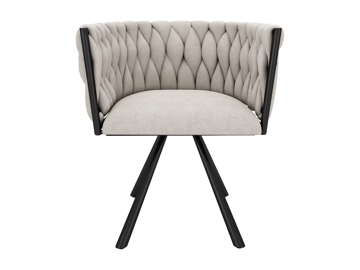 Juego de 4 sillas de comedor giratorias - lino beige - silla con respaldo - patas negras - para sala de estar y dormitorio