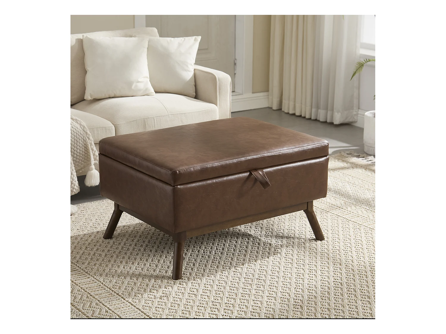 Chaise carrée - Chaise avec rangement - pour salon, entrée et salle familiale - marron