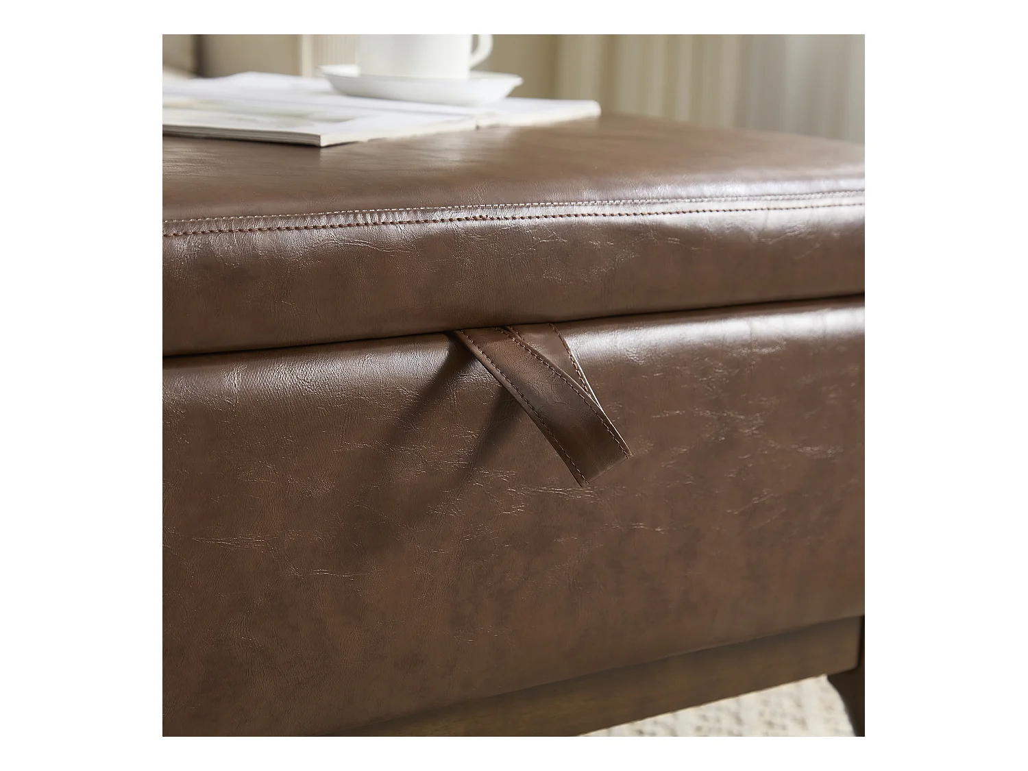 Chaise carrée - Chaise avec rangement - pour salon, entrée et salle familiale - marron