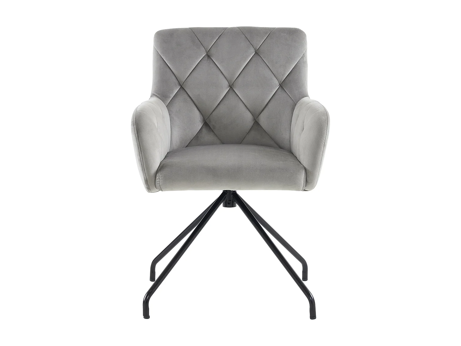 Set di 4 sedie da pranzo - Velluto grigio chiaro - schienale curvo e gambe in metallo - per soggiorno e camera da letto