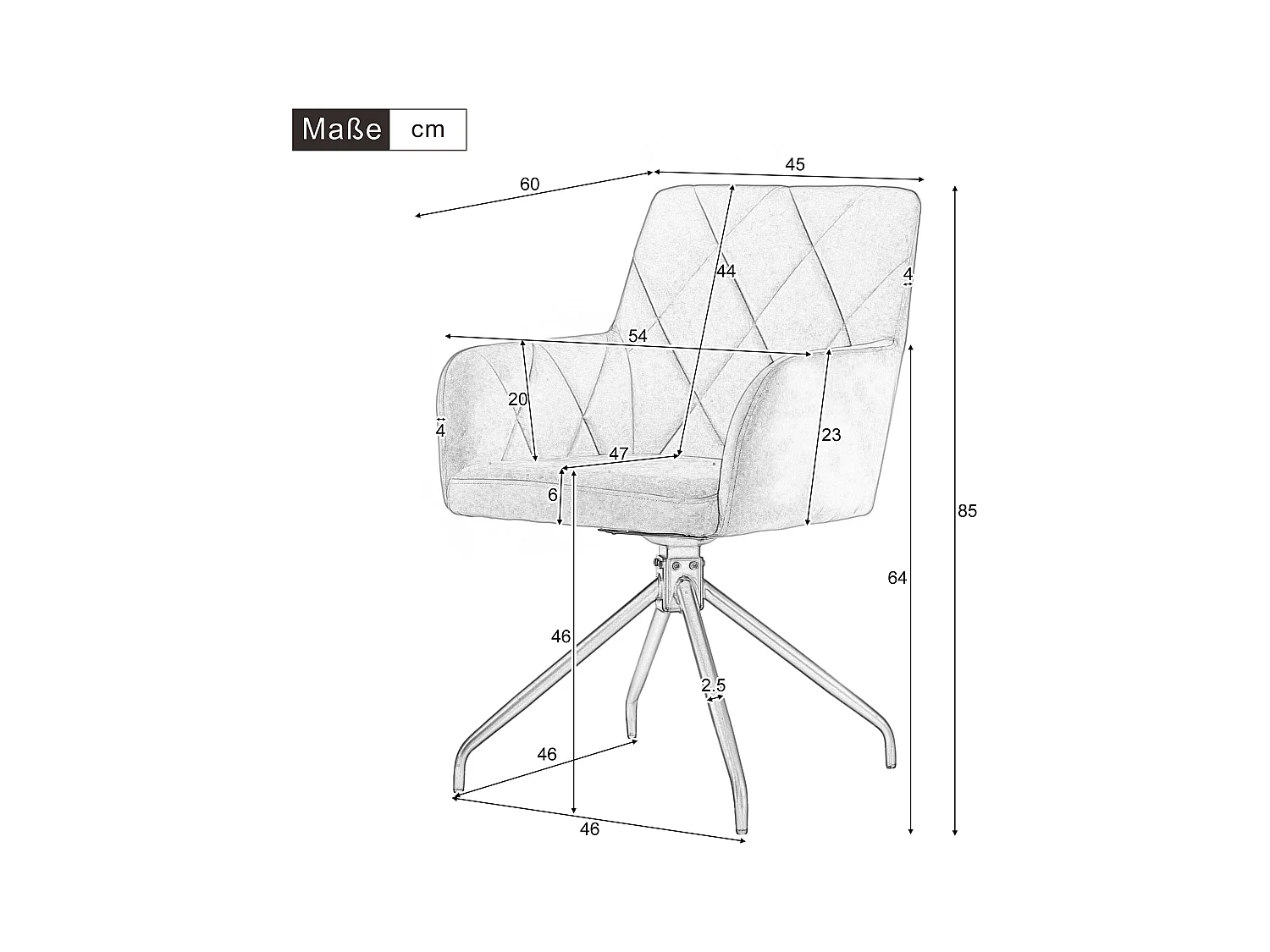 Lot de 2 chaises de salle à manger - velours beige - avec accoudoirs et fonction pivotante - pieds en métal