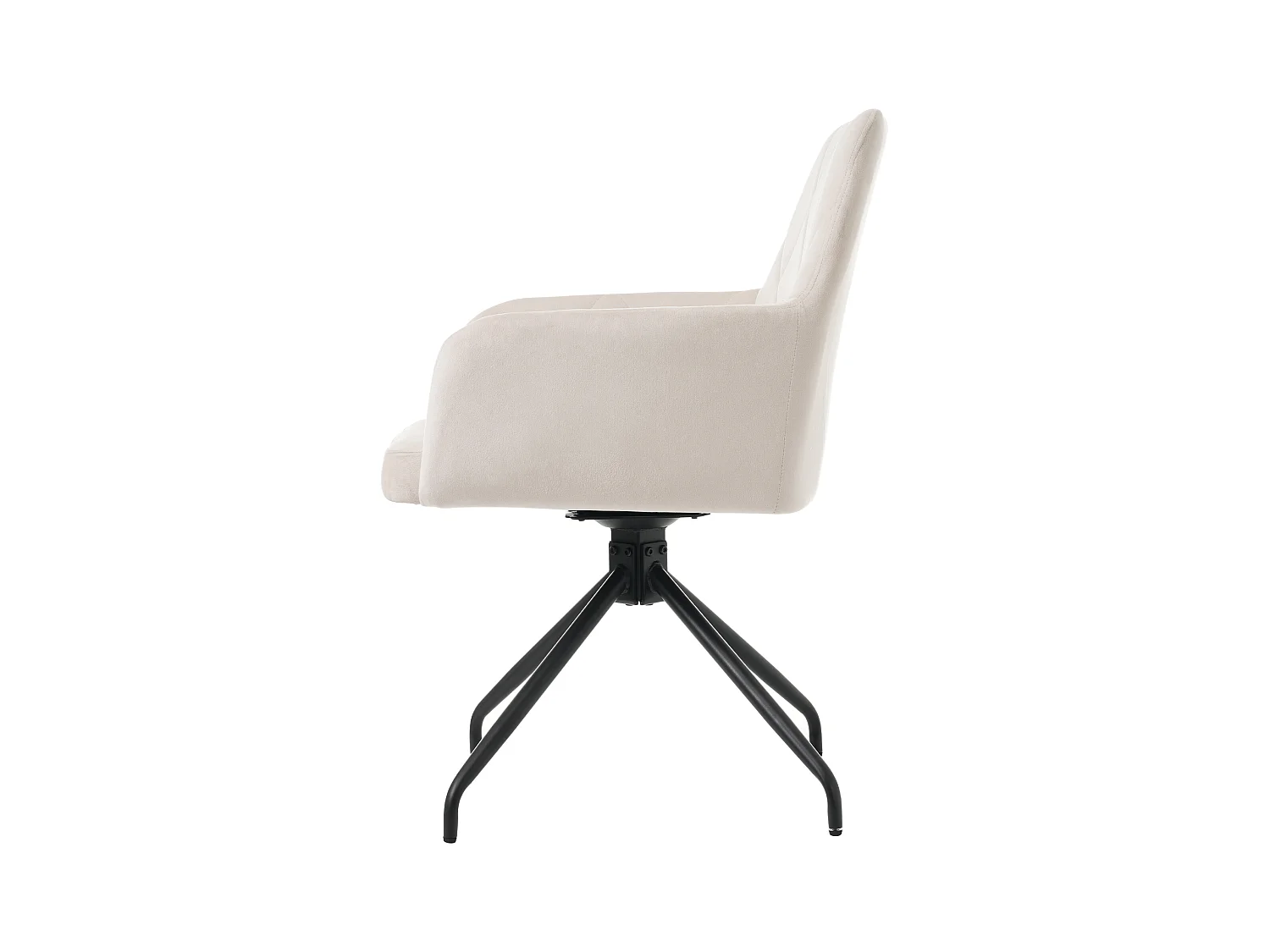 Lot de 2 chaises de salle à manger - velours beige - avec accoudoirs et fonction pivotante - pieds en métal