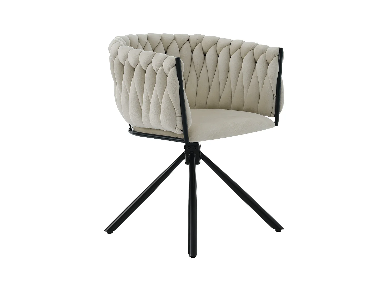 Juego de 4 sillas de comedor giratorias - terciopelo beige - con respaldo acolchado y patas de metal