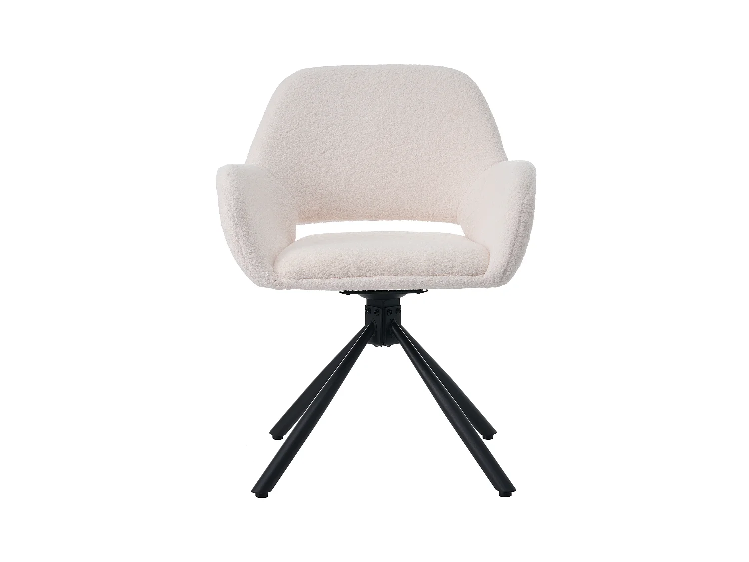 Juego de 2 sillas de comedor - tela sherpa blanca - con reposabrazos y función giratoria