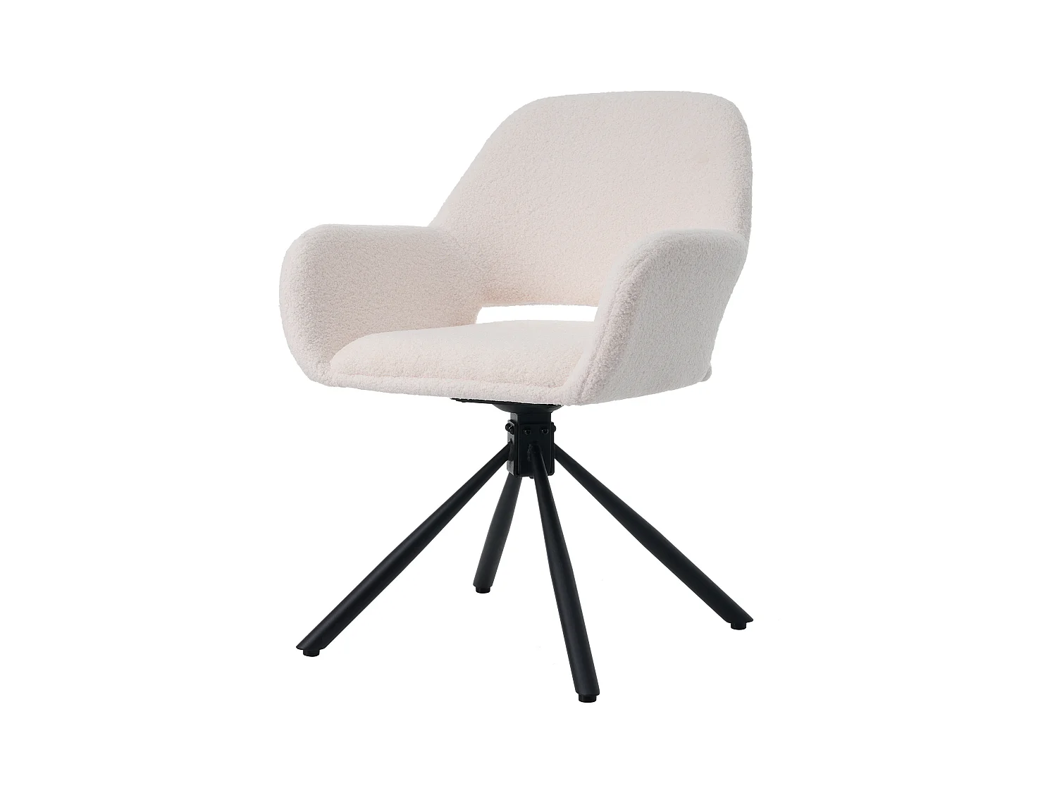 Juego de 2 sillas de comedor - tela sherpa blanca - con reposabrazos y función giratoria