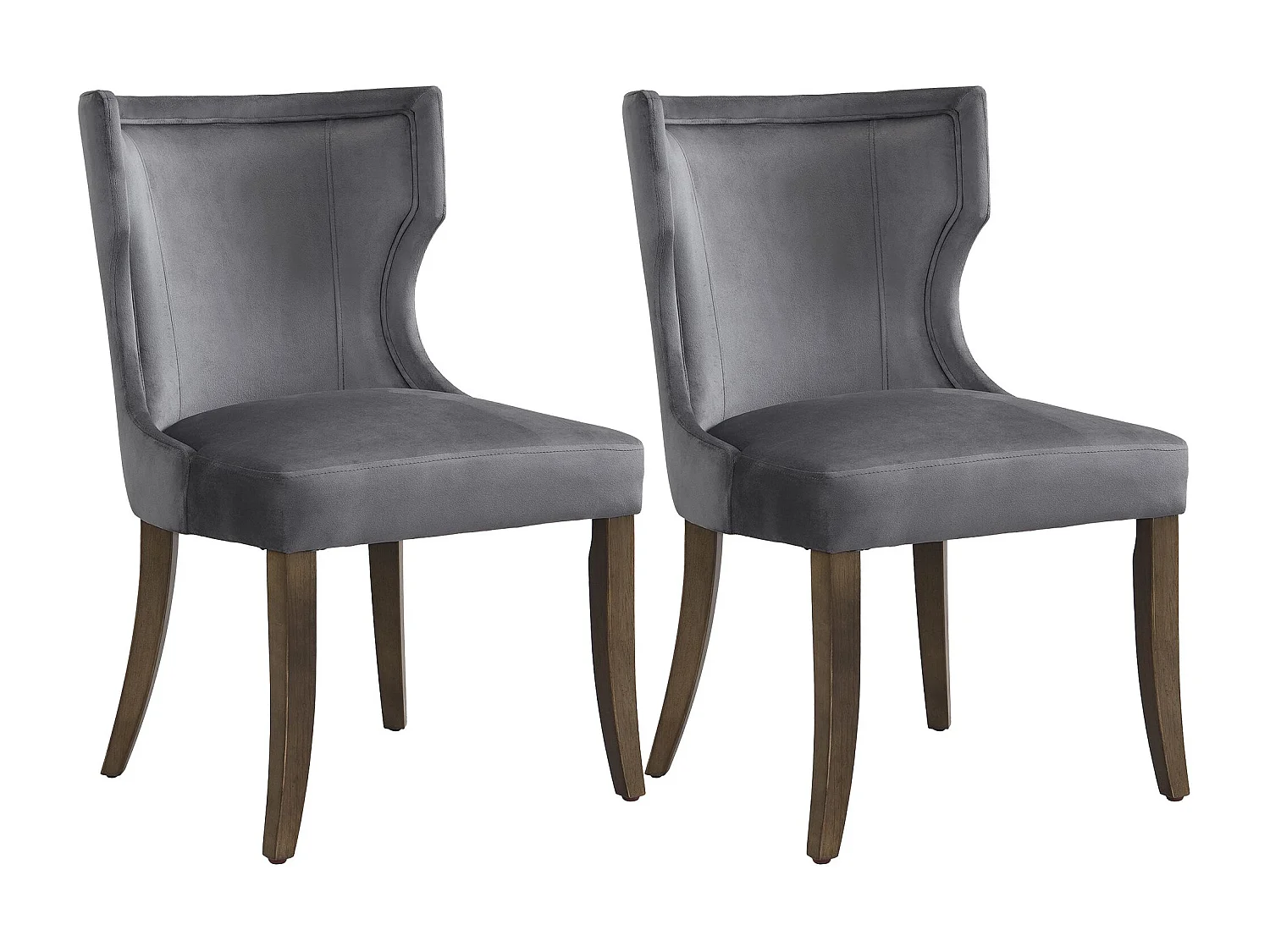 Lot de 2 chaises de salle à manger - Chaises avec pieds réglables en bois massif - velours gris